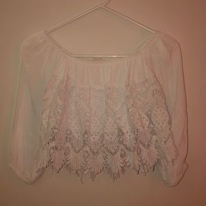White lace crop top